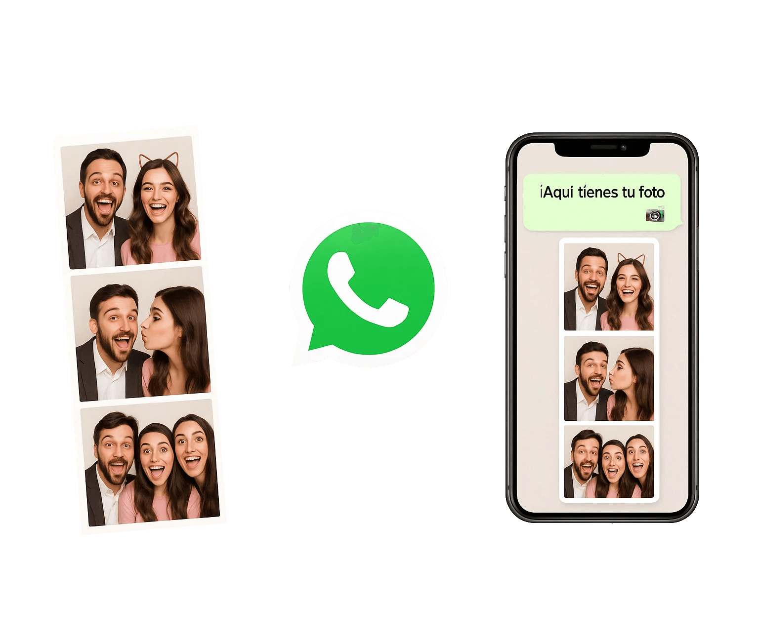 fotomatón enviando fotos al WhatsApp del móvil después de hacer la foto