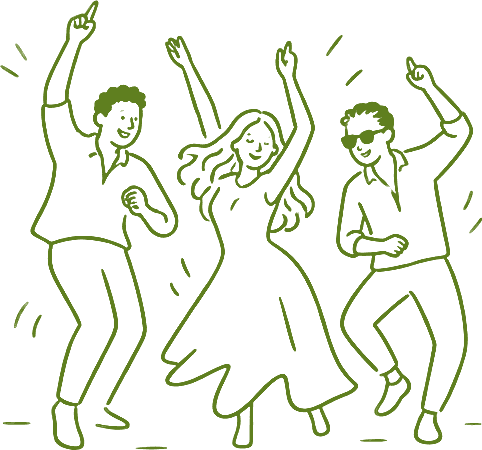 Invitados bailando en la fiesta