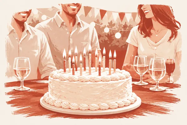 Ilustración de una tarta de cumpleaños con velas
